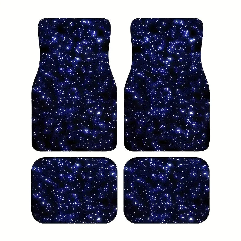 Blue Galaxy Starry Sky Car Floor Mats Non-Slip Fit for Cars SUVs Polyester Gift Car Floor Protection Stylish Car Mats Floor Mats