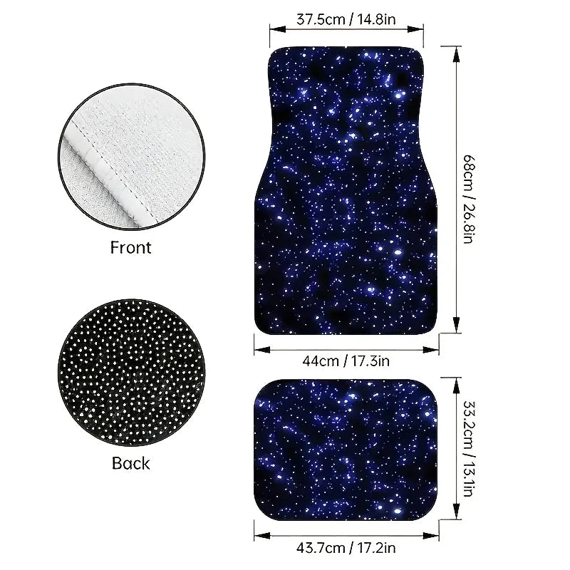 Blue Galaxy Starry Sky Car Floor Mats Non-Slip Fit for Cars SUVs Polyester Gift Car Floor Protection Stylish Car Mats Floor Mats