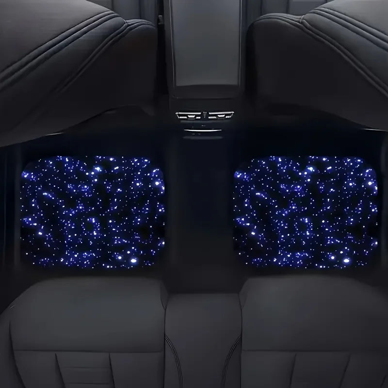 Blue Galaxy Starry Sky Car Floor Mats Non-Slip Fit for Cars SUVs Polyester Gift Car Floor Protection Stylish Car Mats Floor Mats