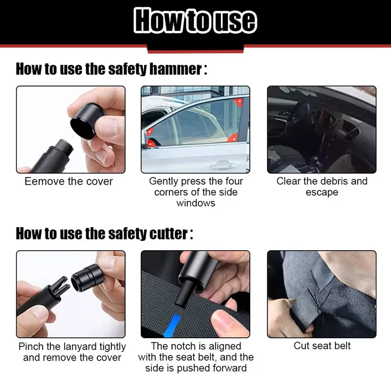 Car Escape Tool - 2-in-1 Window Breaker & Seatbelt Cutter
