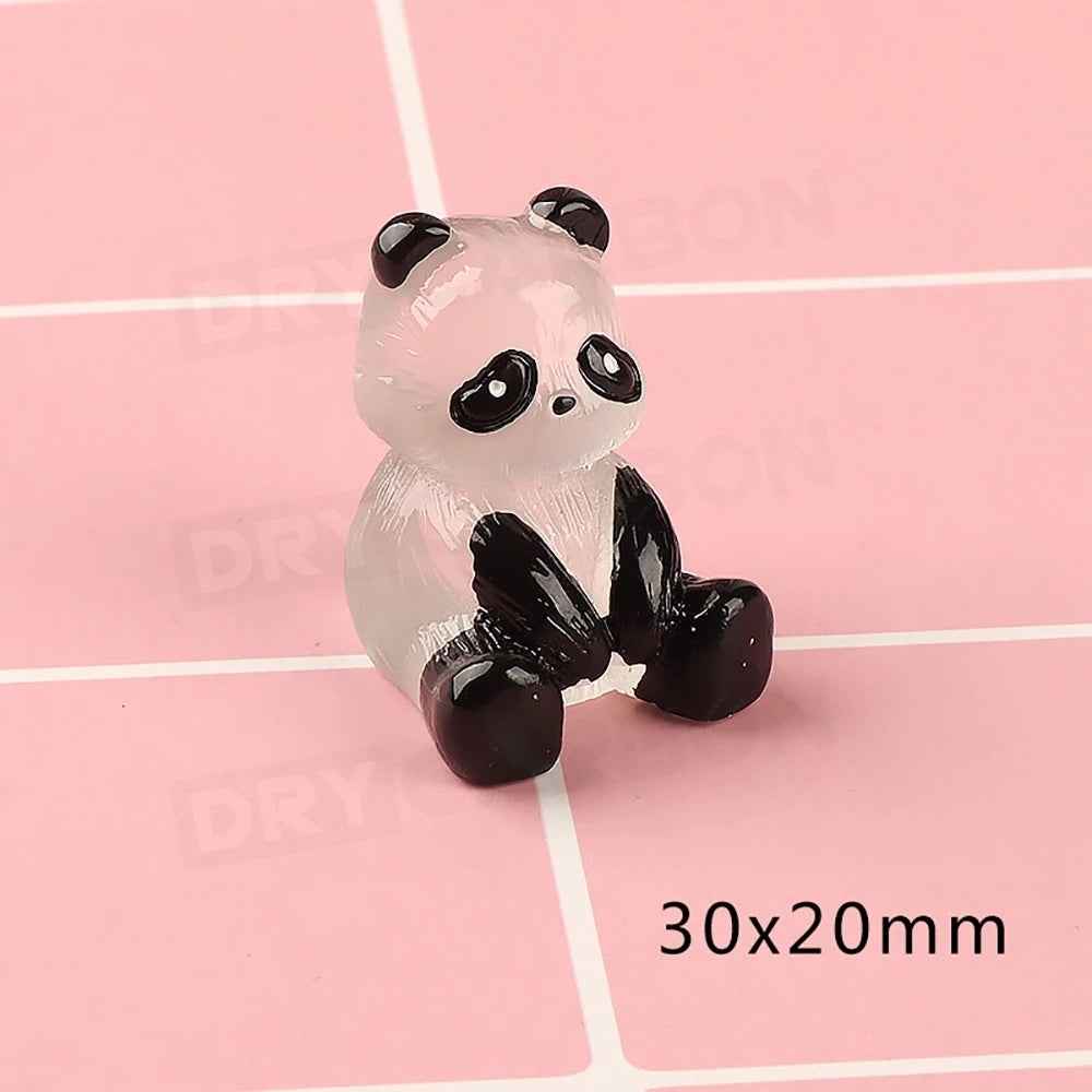 Mini Glowing Panda Miniature Panda Car Ornaments Interior Trim Dashboard Decoration Car Styling Body Kits Accessories
