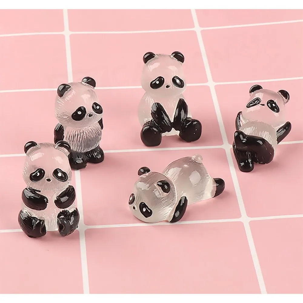 Mini Glowing Panda Miniature Panda Car Ornaments Interior Trim Dashboard Decoration Car Styling Body Kits Accessories