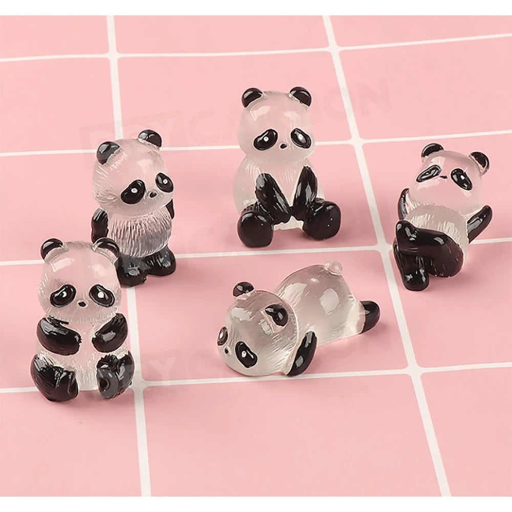 Mini Glowing Panda Miniature Panda Car Ornaments Interior Trim Dashboard Decoration Car Styling Body Kits Accessories