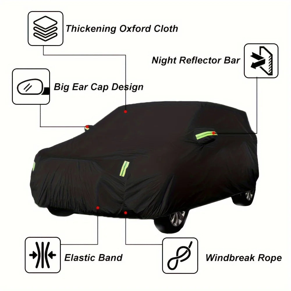 Car Cover Protection Outdoor Exterior Sun Snow UV Winter Summer SUV Sedan Auto Sunshade Dustproof Waterproof Black Silver