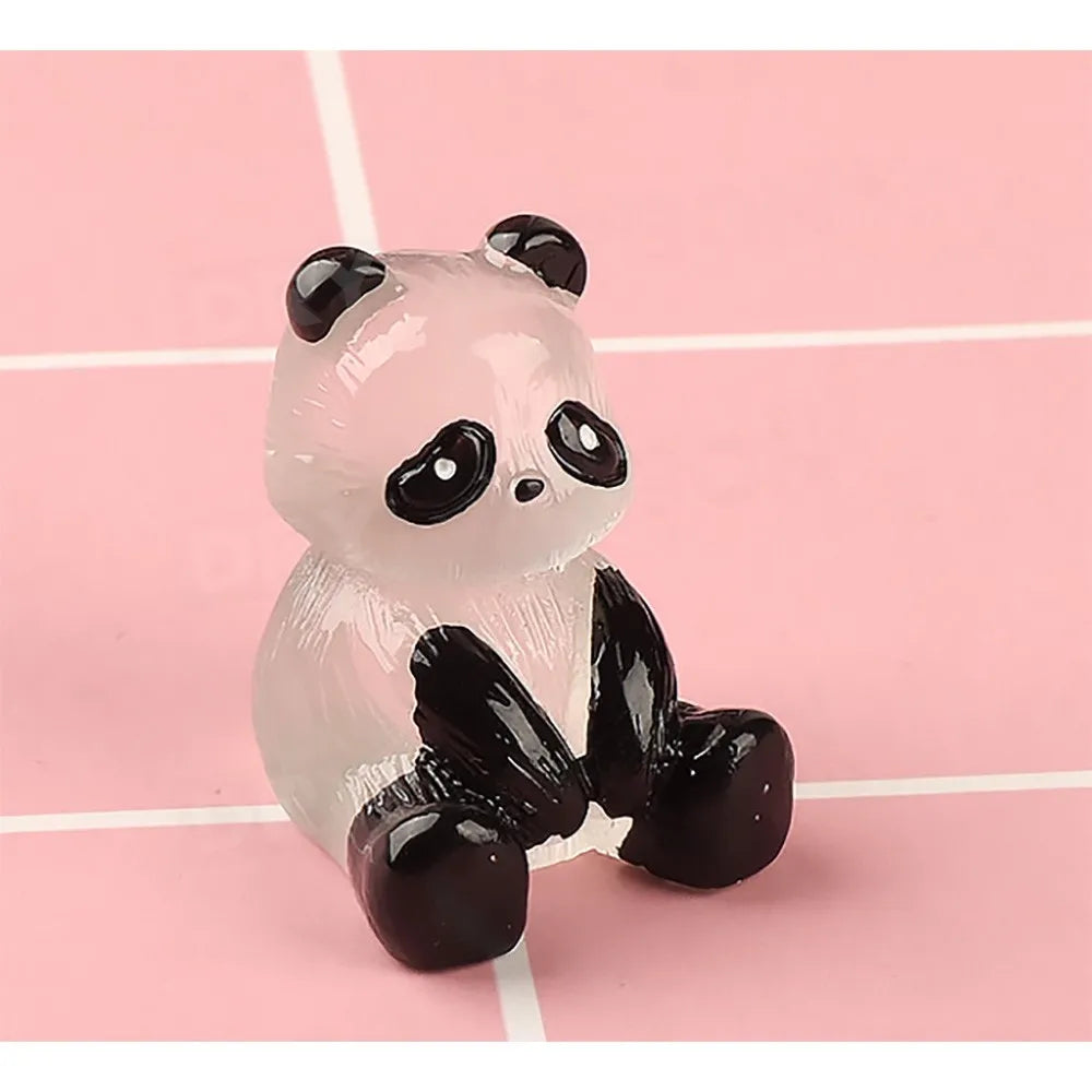 Mini Glowing Panda Miniature Panda Car Ornaments Interior Trim Dashboard Decoration Car Styling Body Kits Accessories