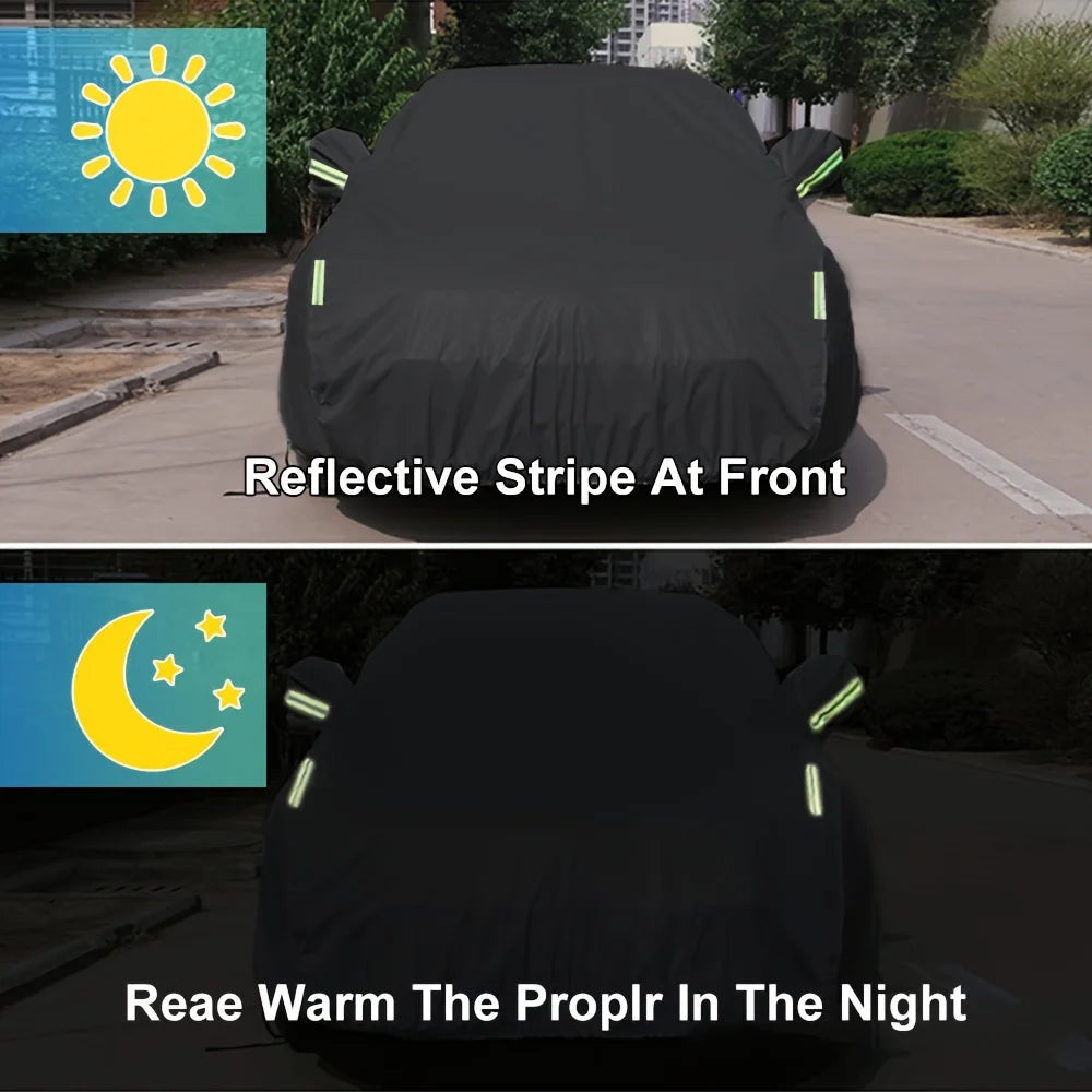 Car Cover Protection Outdoor Exterior Sun Snow UV Winter Summer SUV Sedan Auto Sunshade Dustproof Waterproof Black Silver