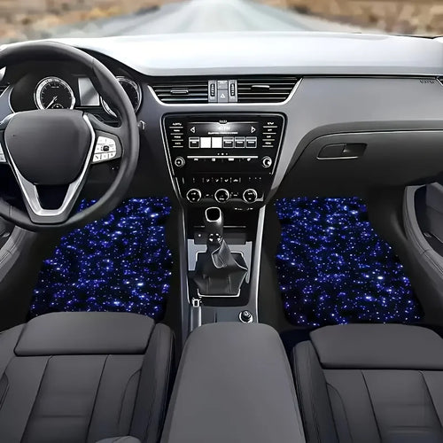 Blue Galaxy Starry Sky Car Floor Mats Non-Slip Fit for Cars SUVs Polyester Gift Car Floor Protection Stylish Car Mats Floor Mats