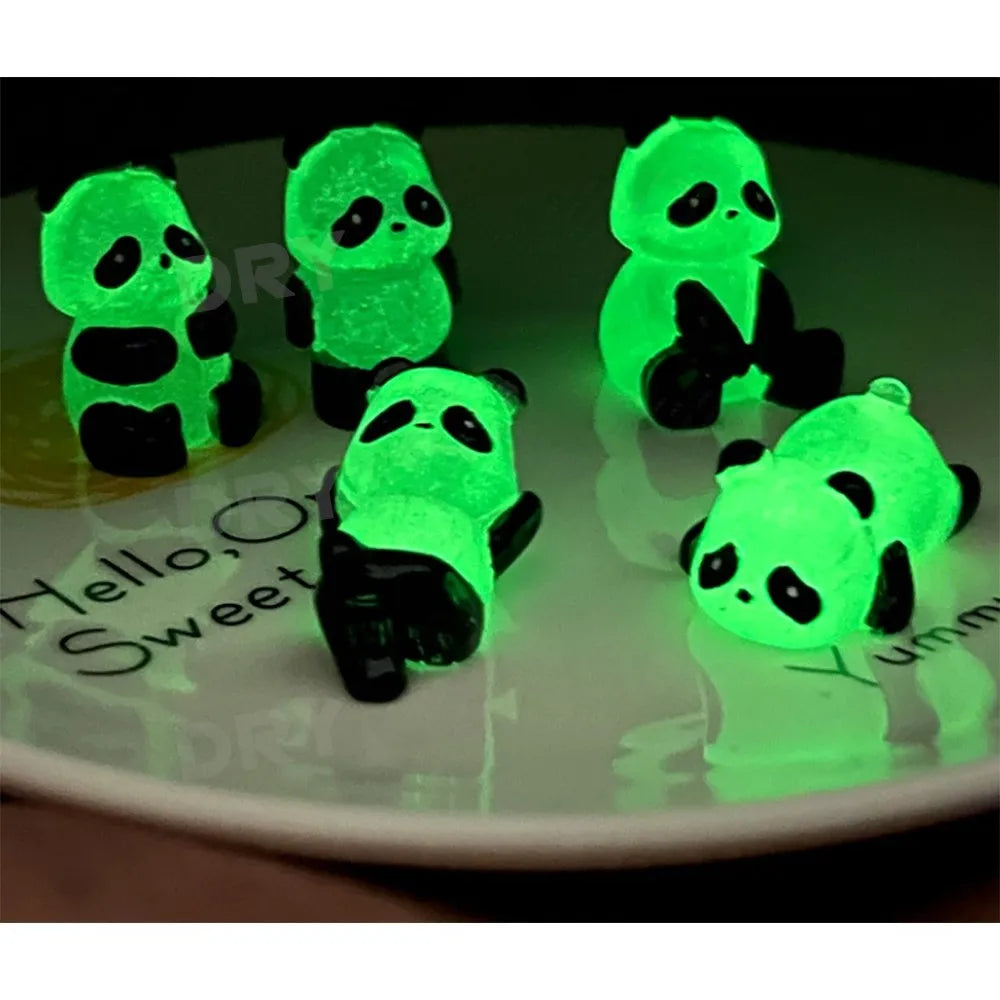 Mini Glowing Panda Miniature Panda Car Ornaments Interior Trim Dashboard Decoration Car Styling Body Kits Accessories