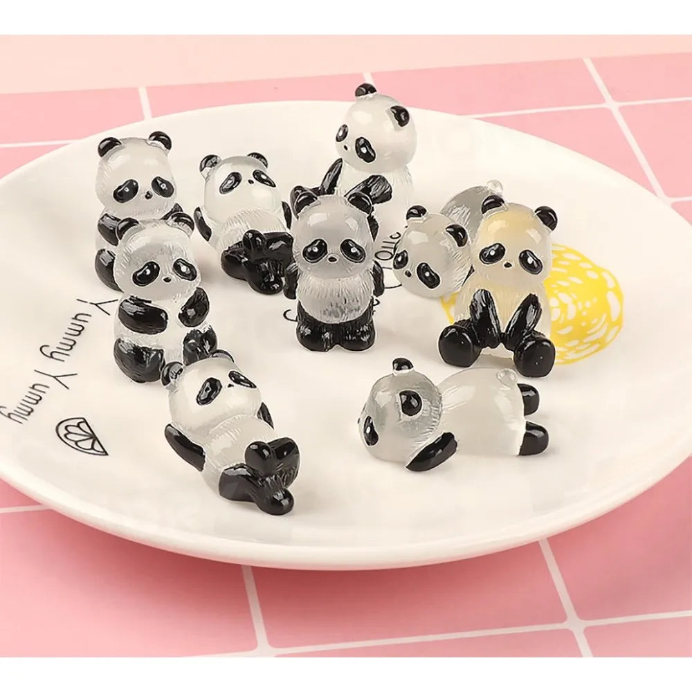 Mini Glowing Panda Miniature Panda Car Ornaments Interior Trim Dashboard Decoration Car Styling Body Kits Accessories